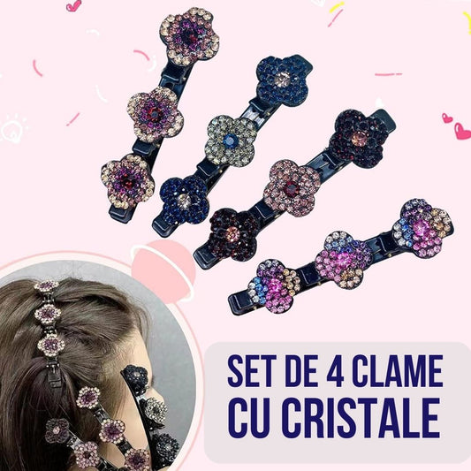 Set de 4 clame cu cristale